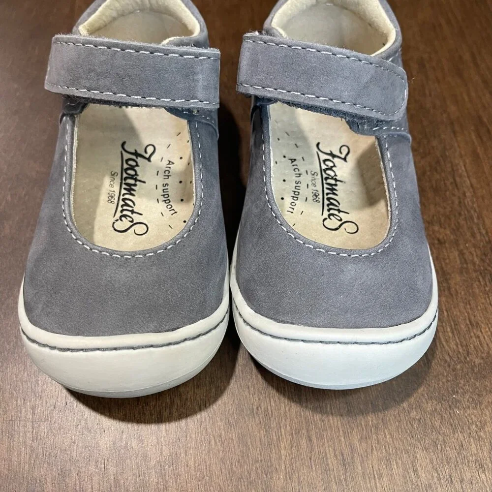 Footmates Stacy Leather Mary Jane Shoes‎ Baby Size 3 Gray Formal Casual Walker